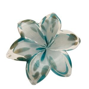 Vintage Art Glass Powder Blue Short Stem Stand Swirl Flower